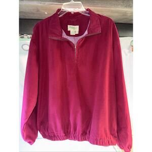 Eddie Bauer Size LG Sweater Golf 1/4 Zip Pullover Windbreaker Women's Red LS